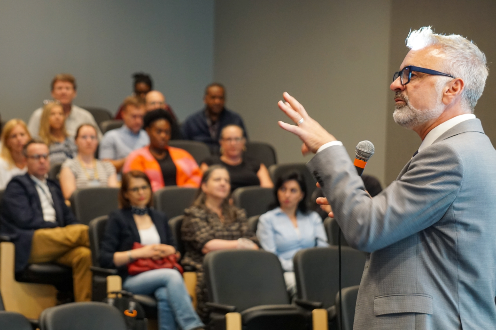 Dean Gaudelli speaks at a recent town hall